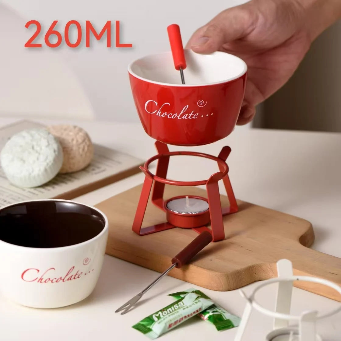 Pot à fondue au chocolat en céramique