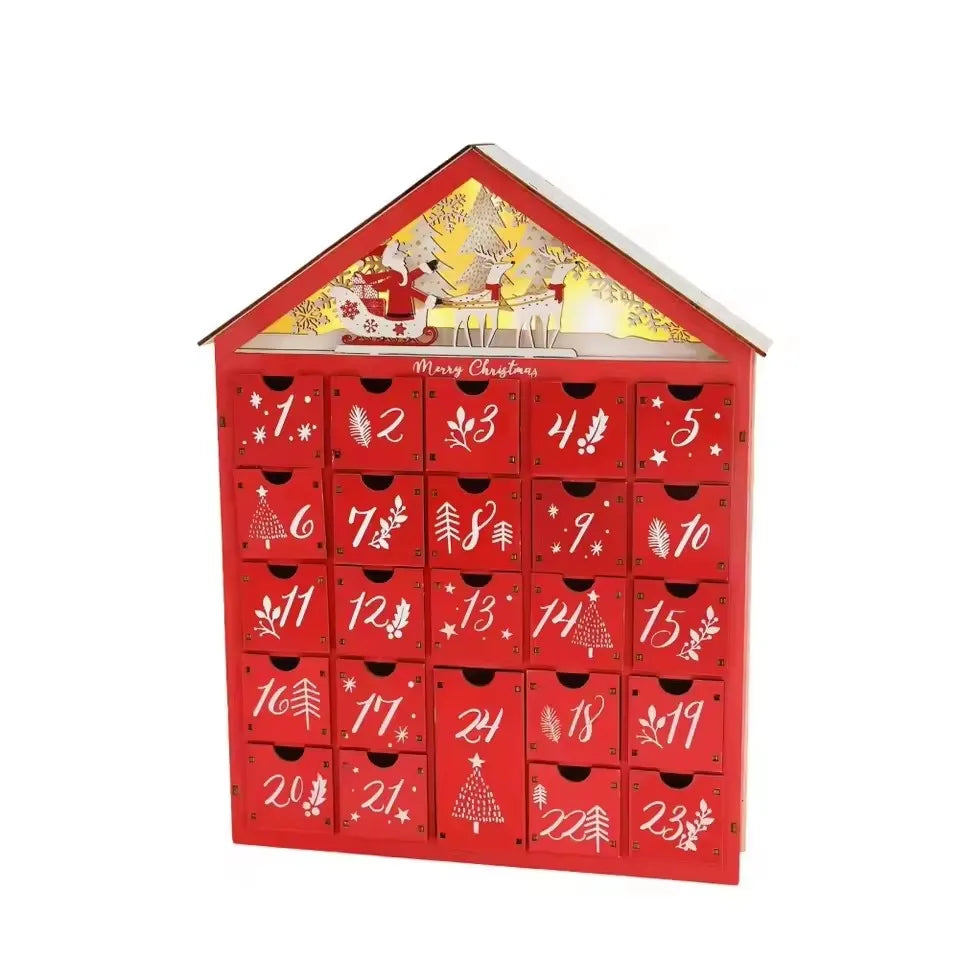Calendrier de l'Avent en bois à remplir – 24 tiroirs