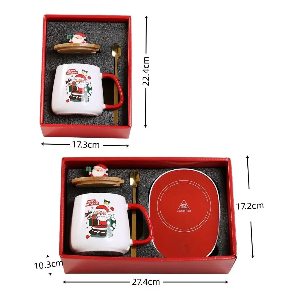 Coffret mug de Noël avec couvercle en bois et cuillère