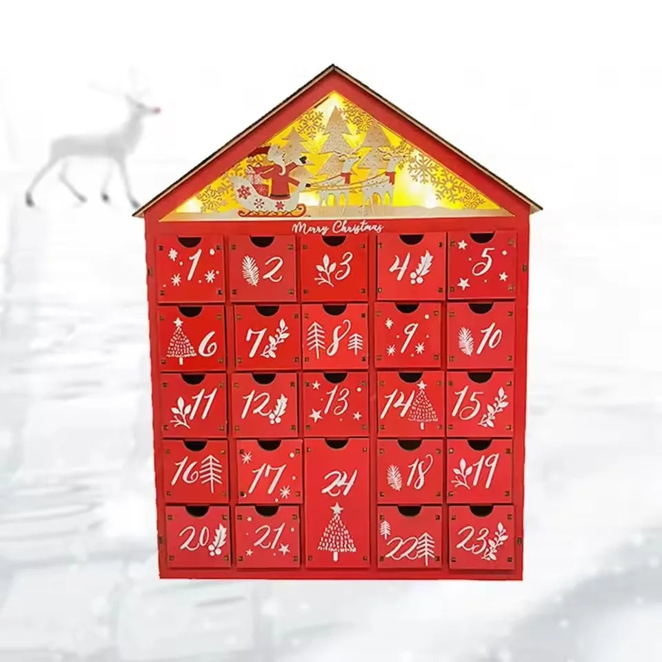 Calendrier de l'Avent en bois à remplir – 24 tiroirs