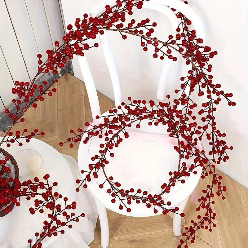 Guirlande de baies rouges 190 cm
