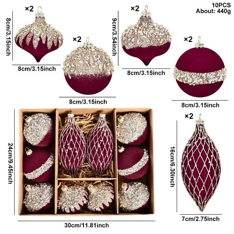 Boules de Noël velours 8 cm