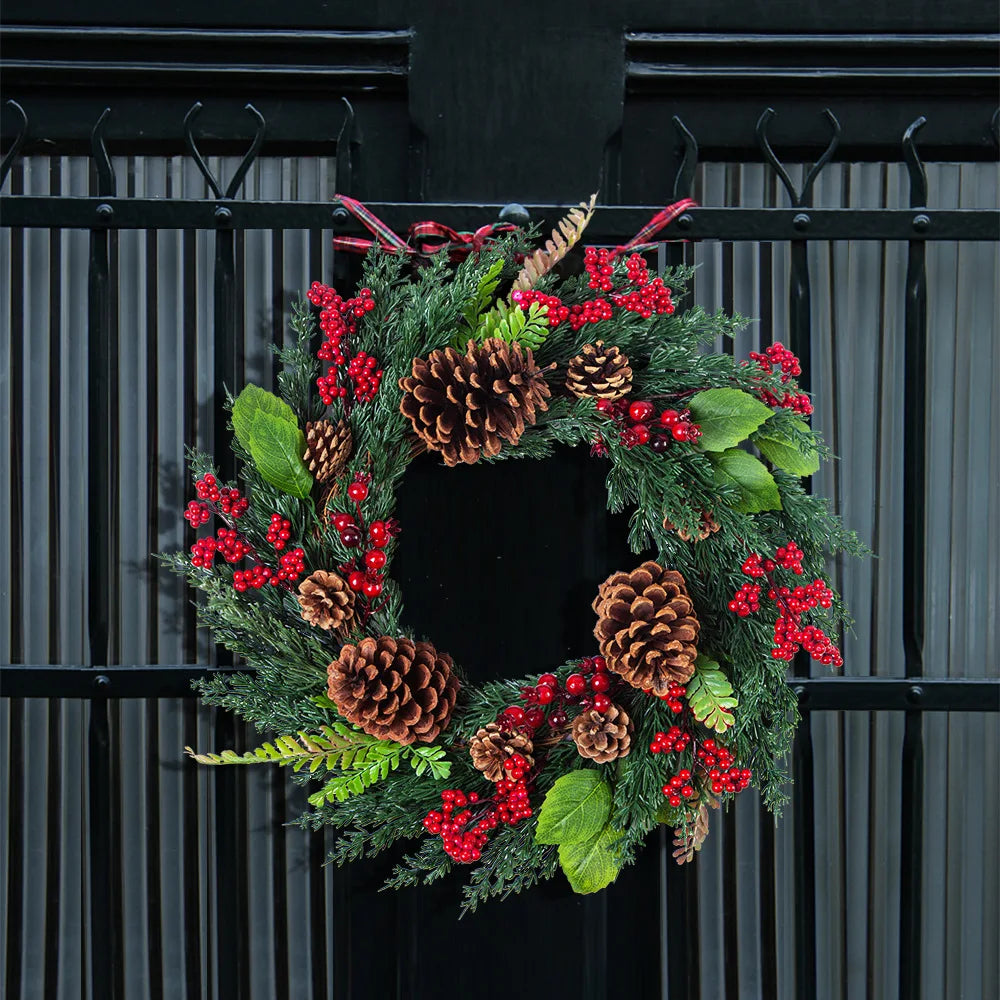 Couronne de Noël Artisanale pour Porte – 45 cm