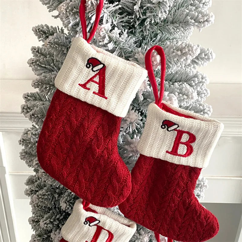 Chaussette de Noël en Tricot à Initiale
