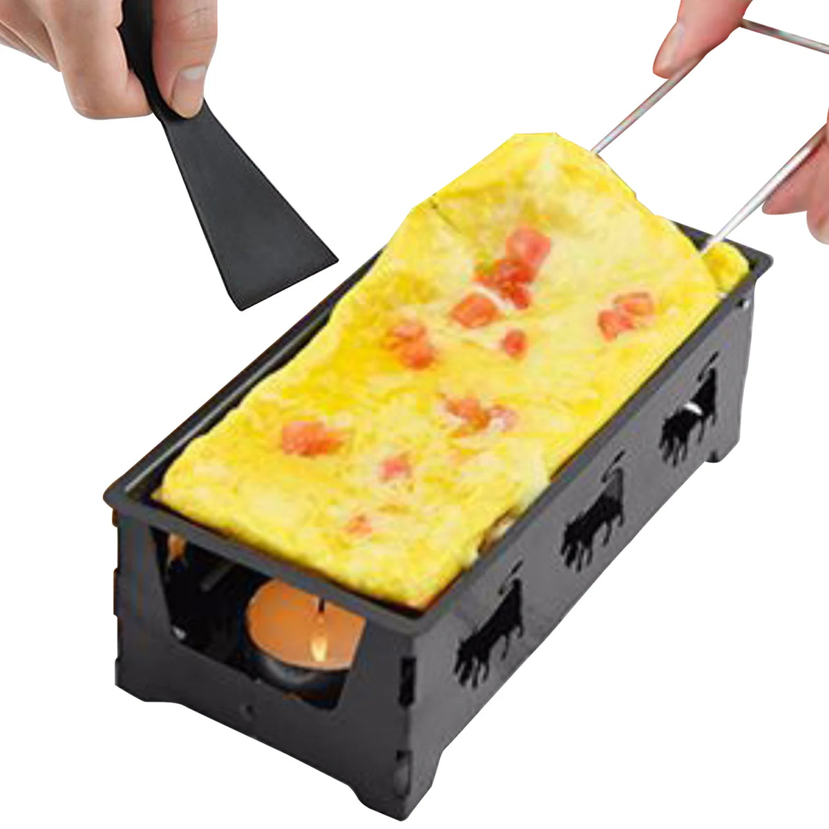 Mini-raclette à bougie manche en bois