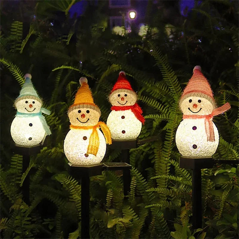 Bonhomme de neige lumineux solaire à planter