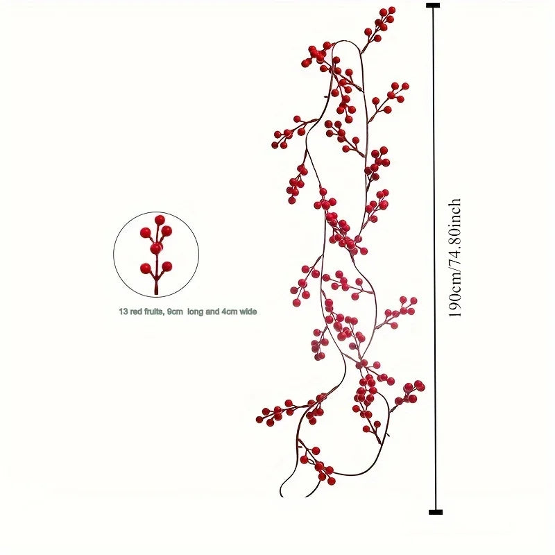 Guirlande de baies rouges – 190 cm