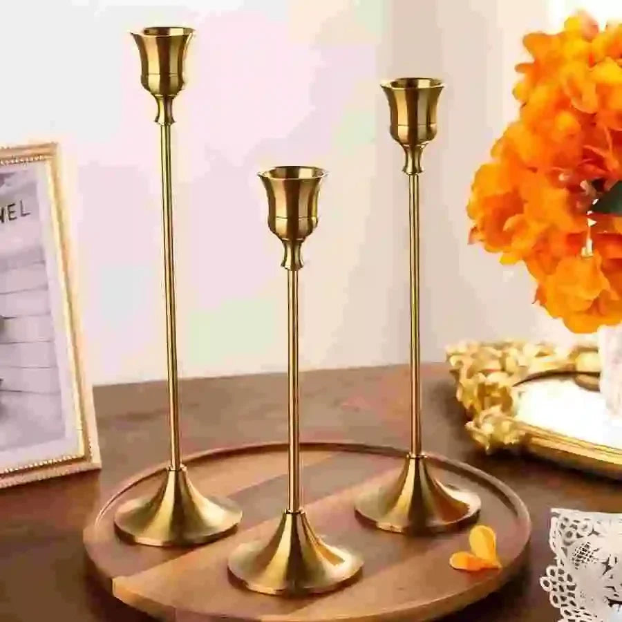 Set de 3 bougeoirs vintage en métal
