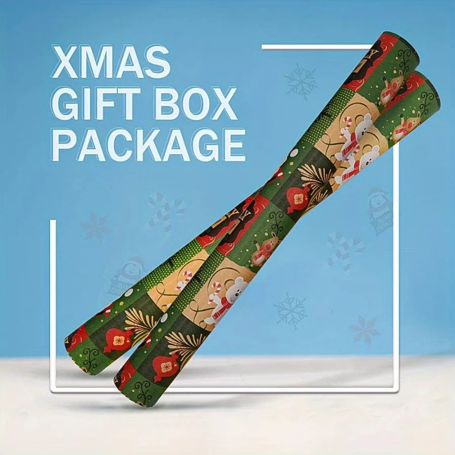 Papier cadeau kraft flocons et sapins