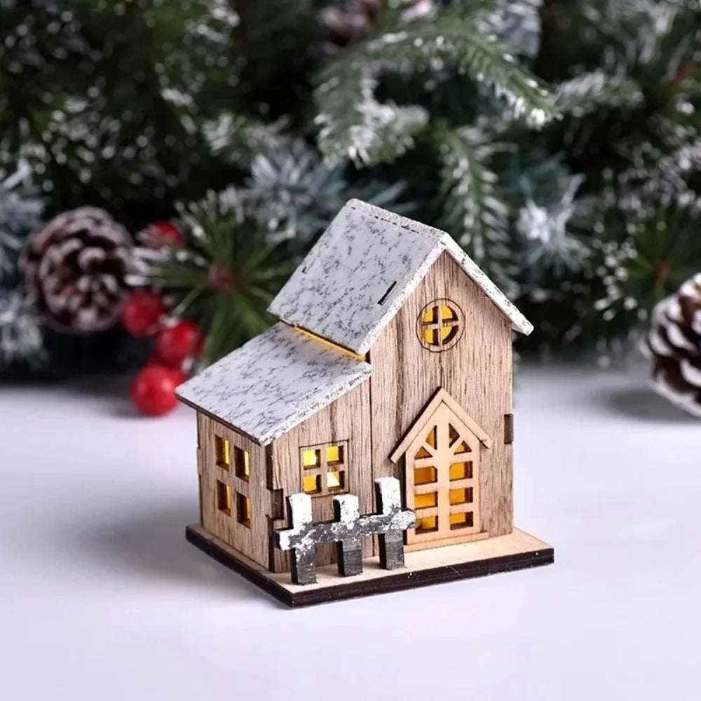 Maison de Noël lumineuse en bois LED