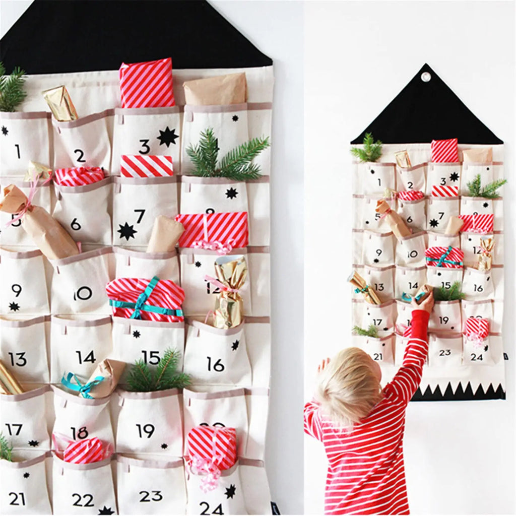 Calendrier de l'Avent en tissu 24 poches
