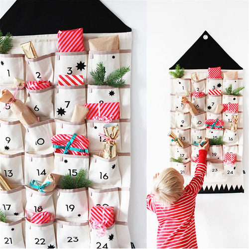 Calendrier de l'Avent en tissu 24 poches
