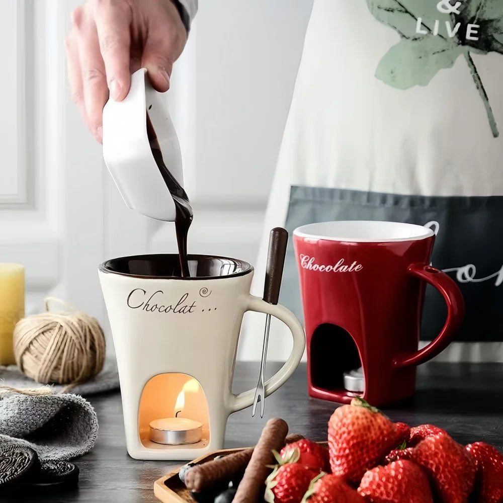 Pot à fondue au chocolat en céramique