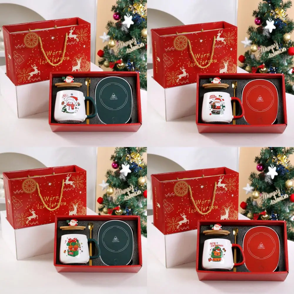 Coffret mug de Noël avec couvercle en bois et cuillère