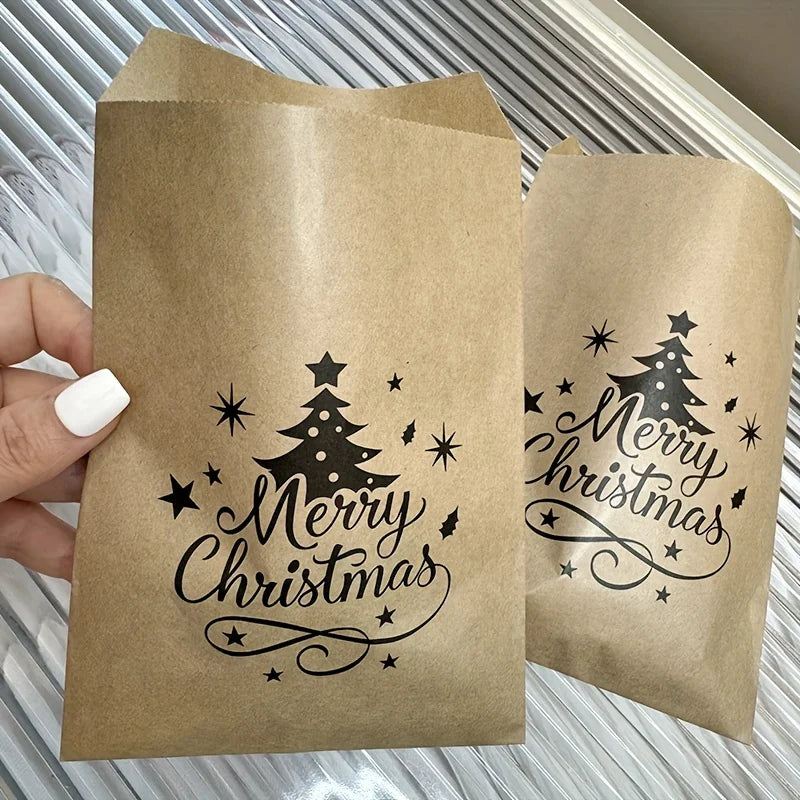 Sacs cadeaux kraft motif sapin