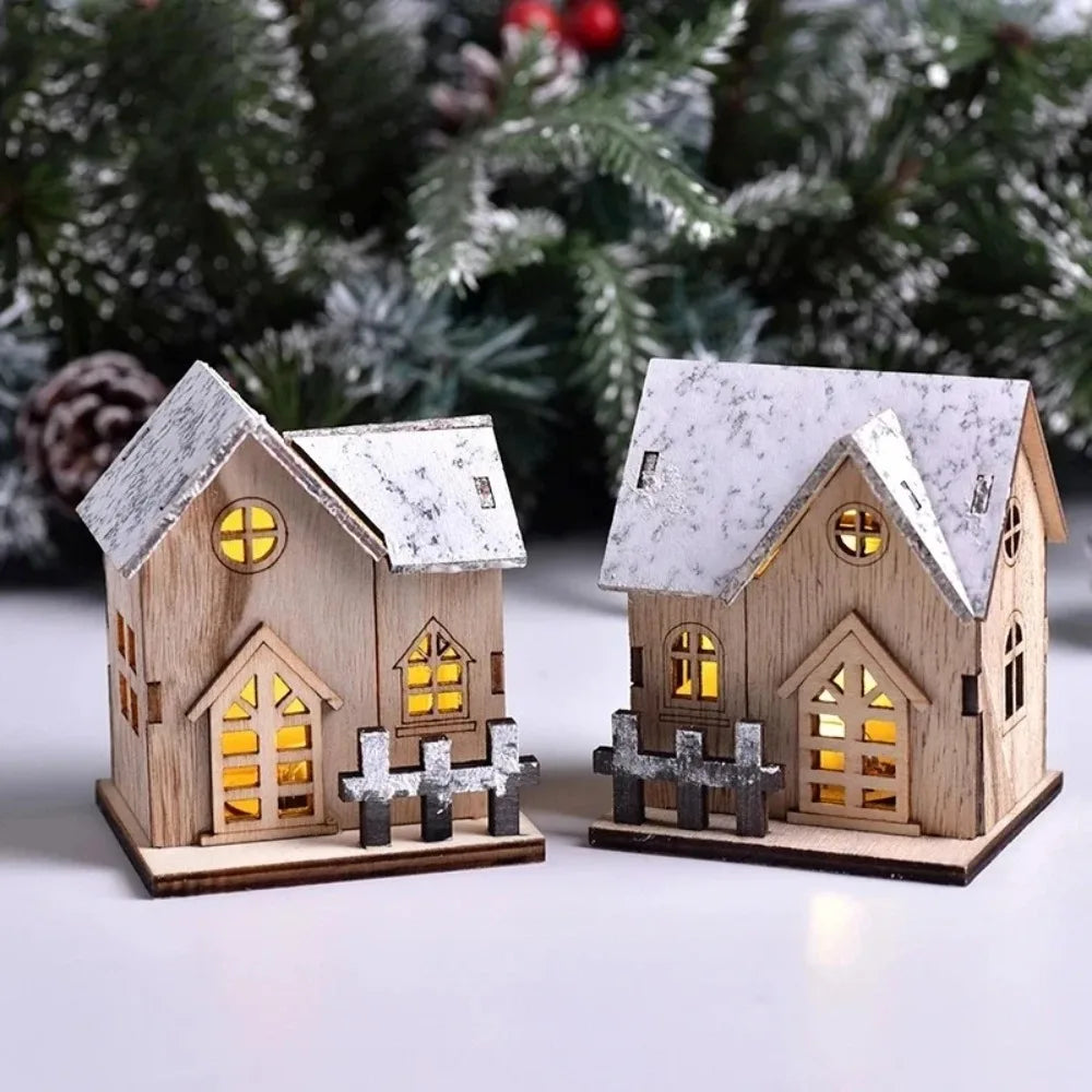 Maison de Noël lumineuse en bois
