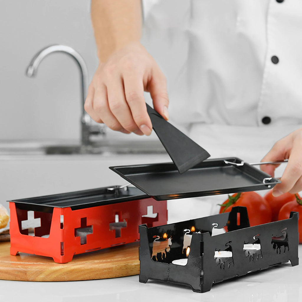 Mini-raclette à bougie manche en bois