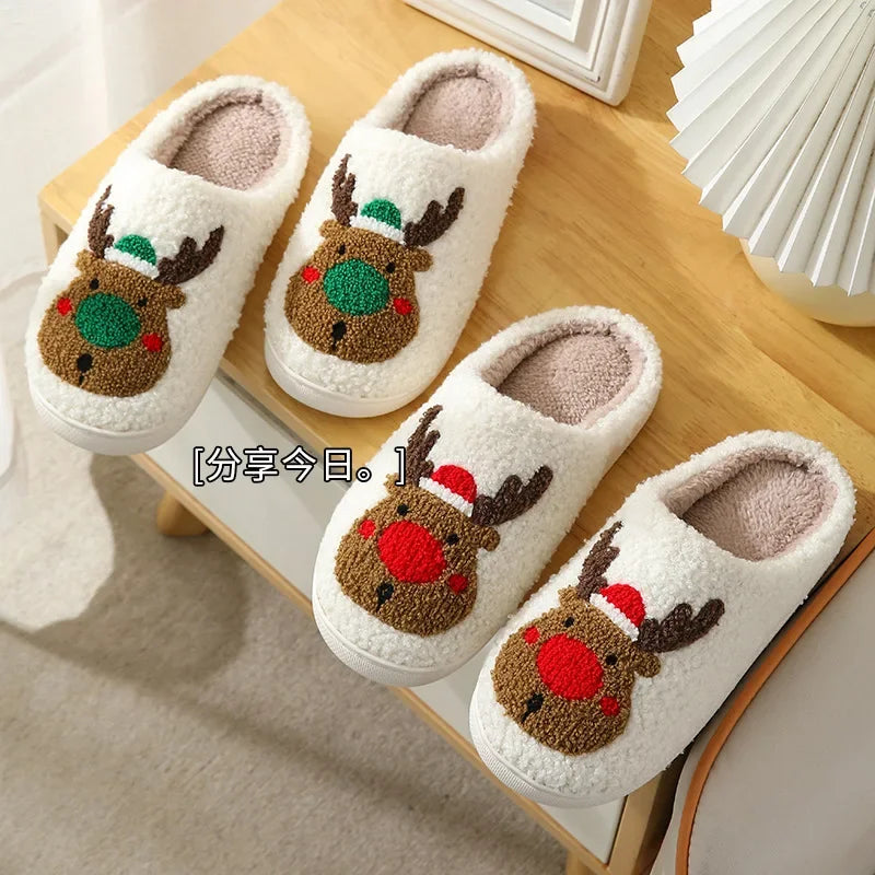 Chaussons renne de Noël en peluche