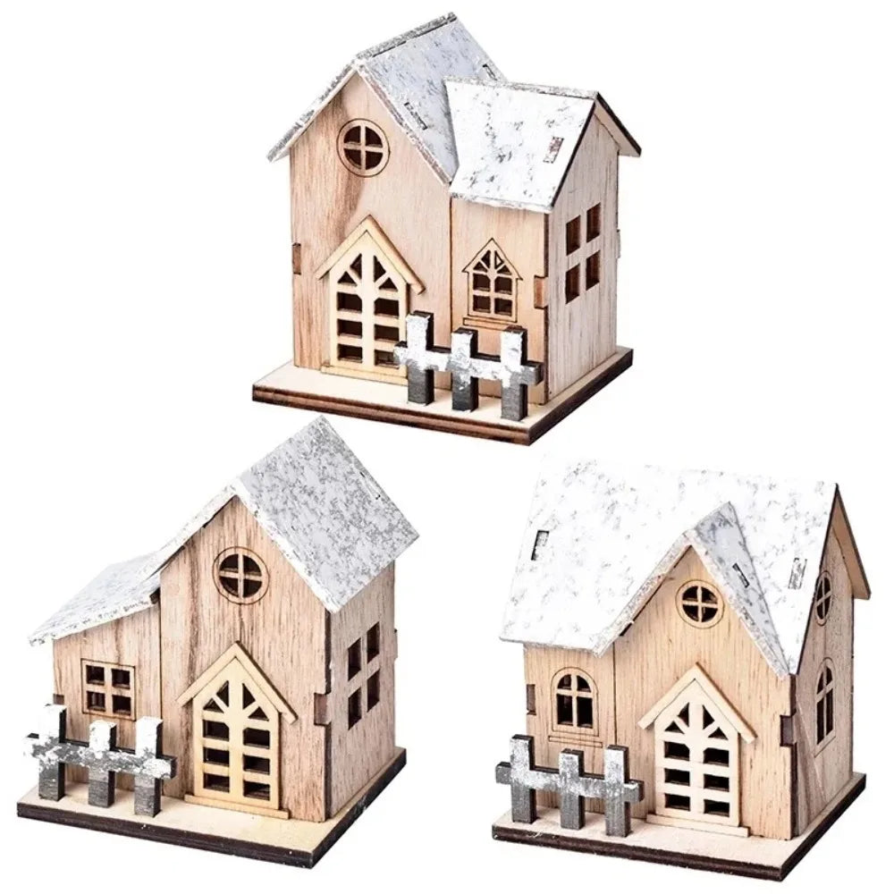 Maison de Noël lumineuse en bois LED
