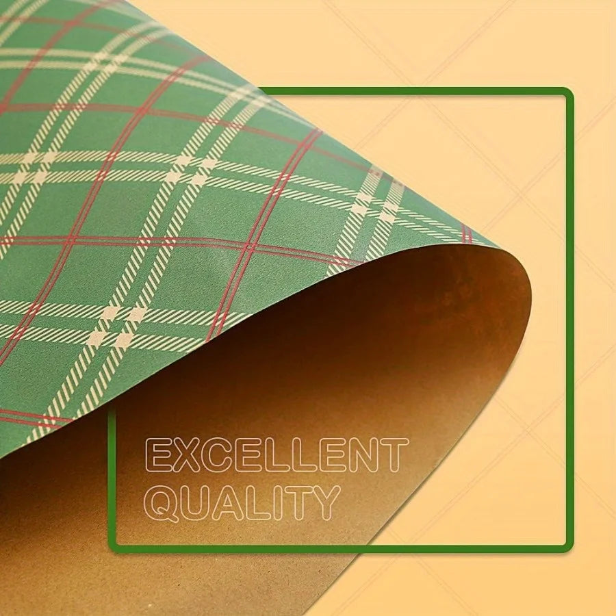 Papier cadeau à carreaux rouge et vert