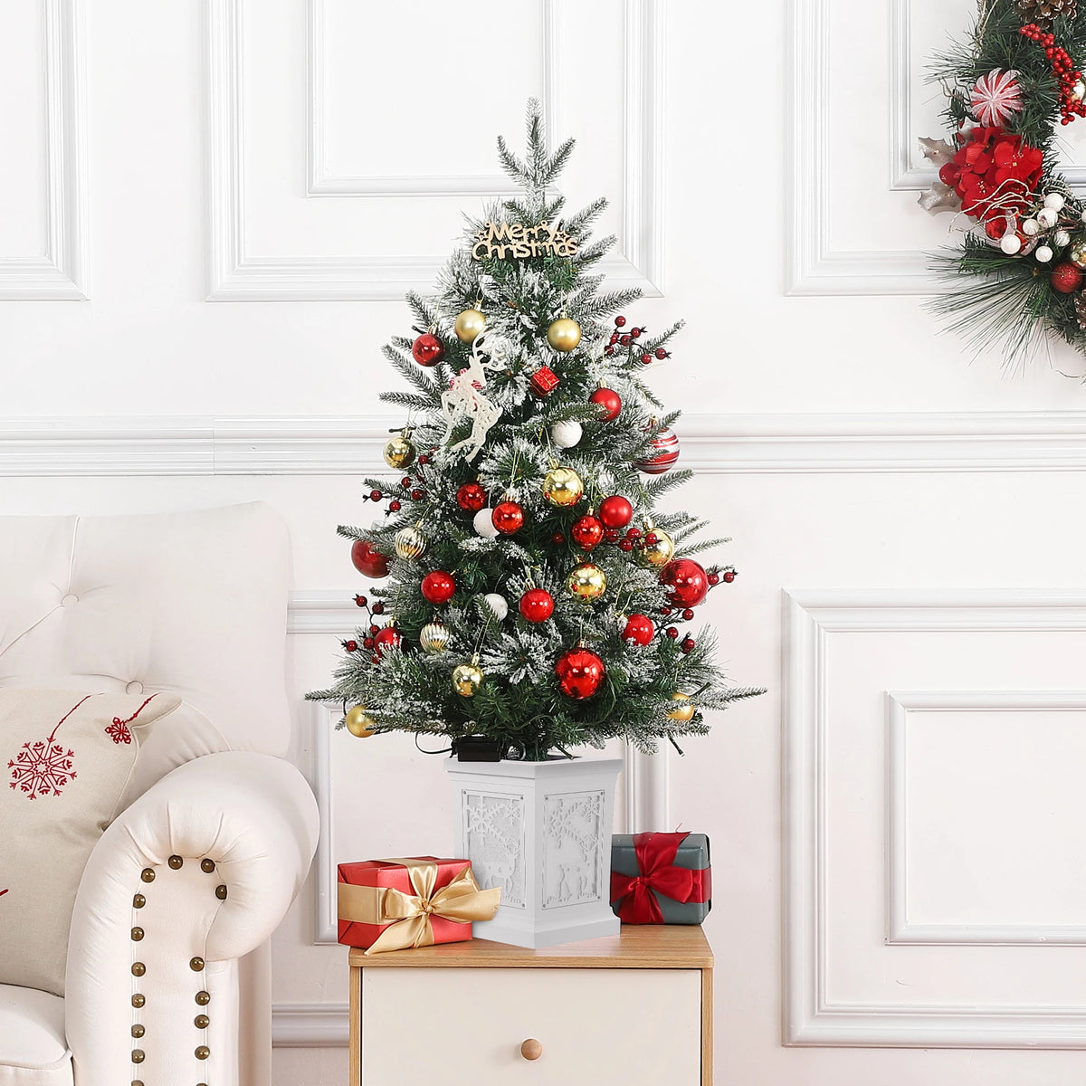 Petit sapin de Noël lumineux en pot
