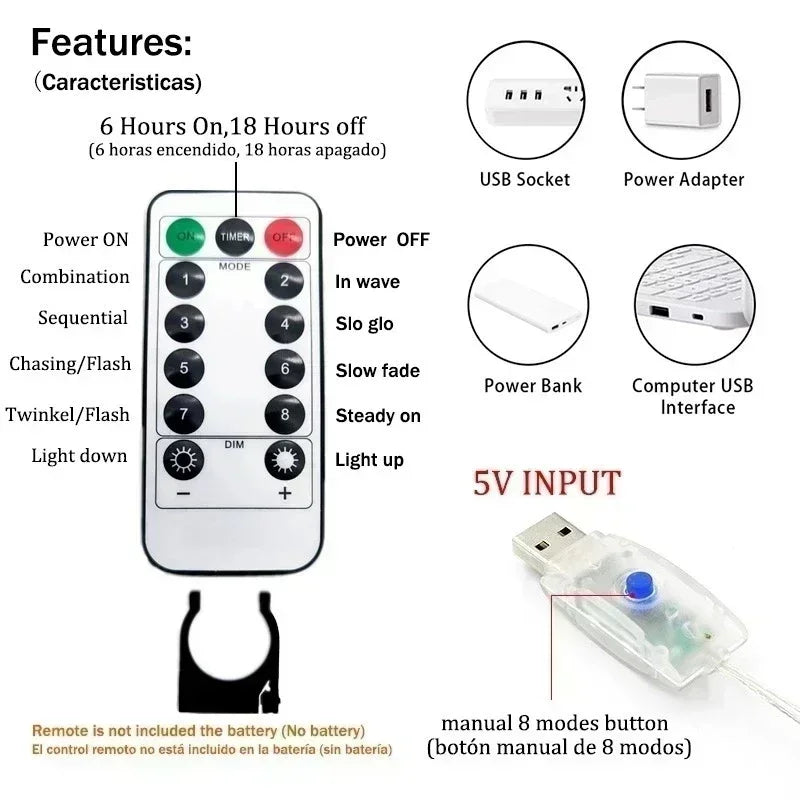 Rideau Lumineux LED avec Télécommande
