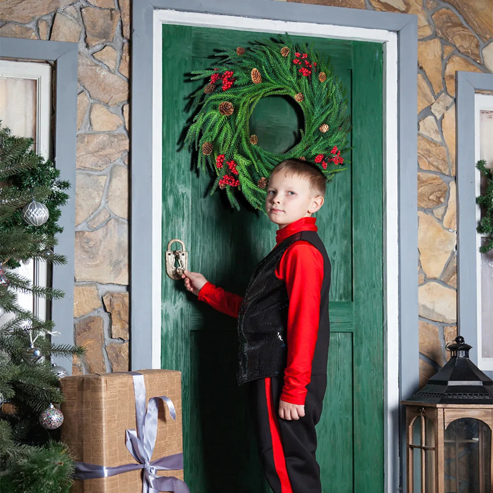 Couronne de Noël Artisanale pour Porte – 45 cm