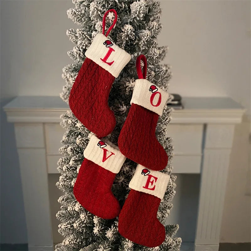 Chaussette de Noël en Tricot à Initiale