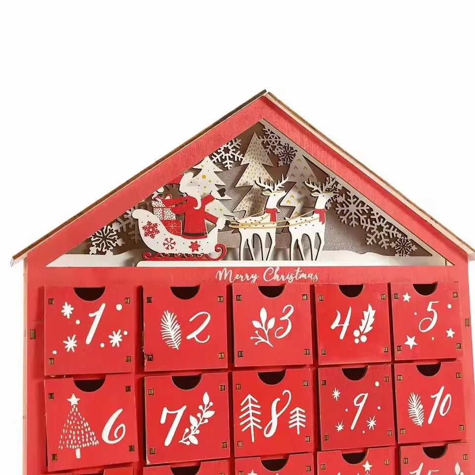 Calendrier de l'Avent en bois à remplir – 24 tiroirs