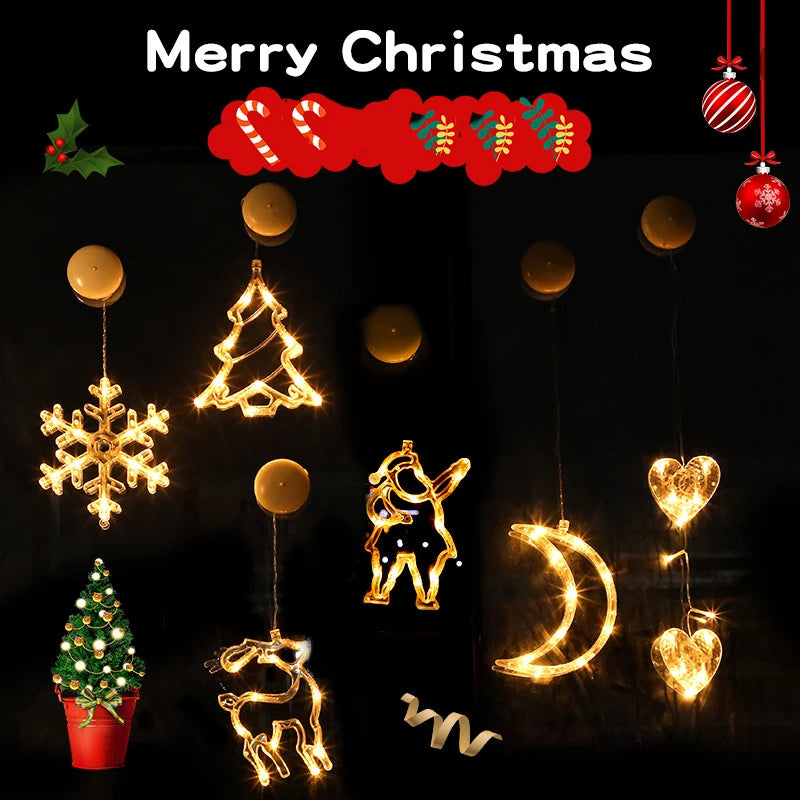 Lumière de fenêtre à ventouse de Noël