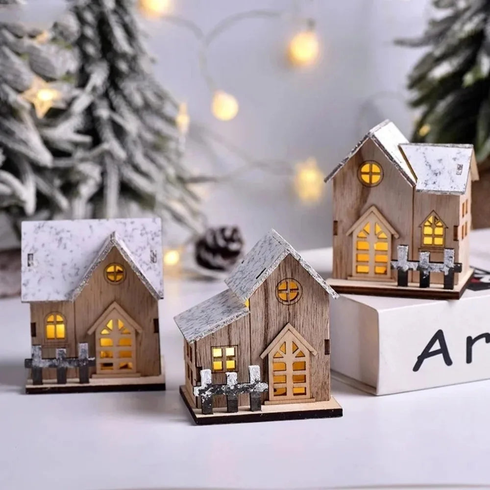 Maison de Noël lumineuse en bois LED