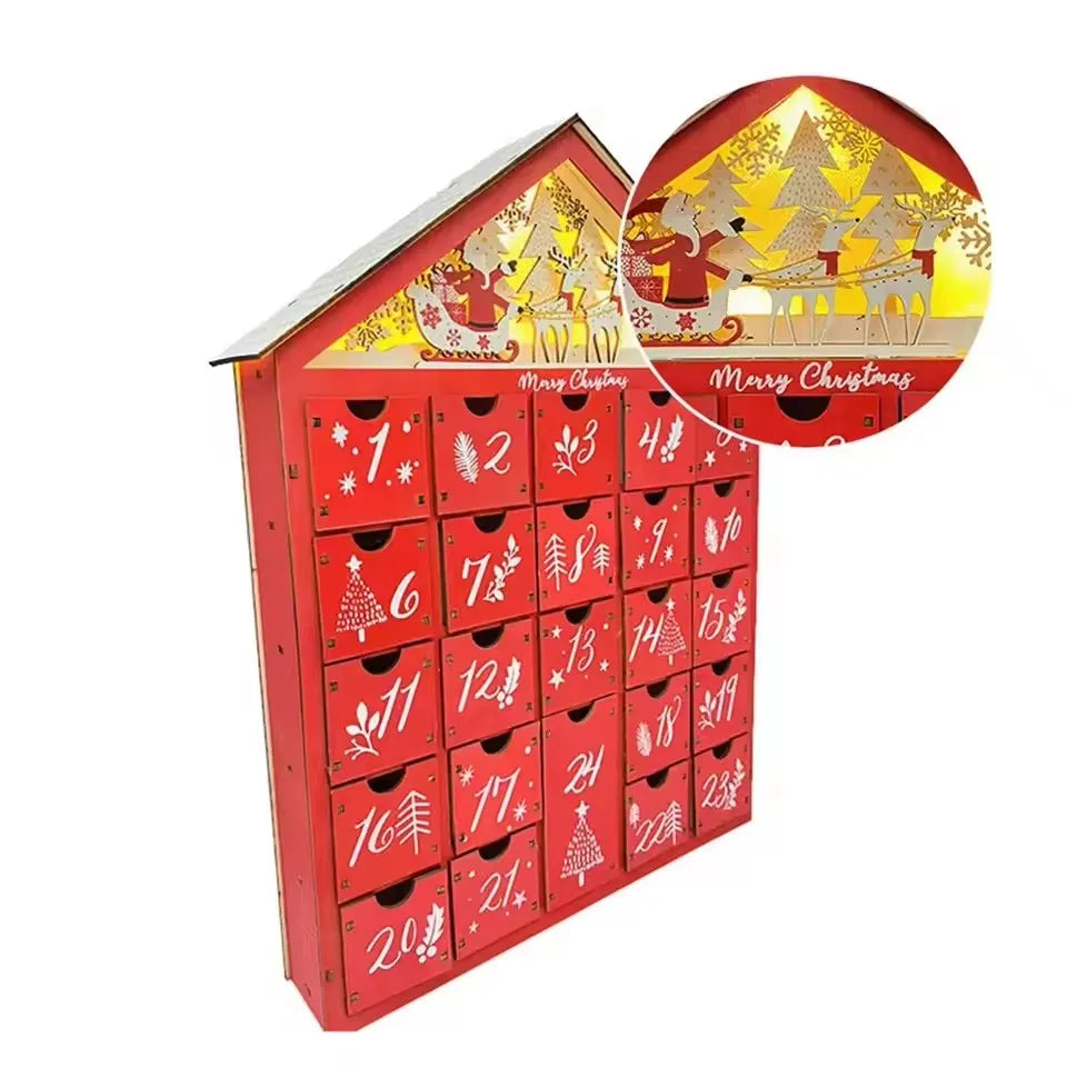 Calendrier de l'Avent en bois à remplir – 24 tiroirs