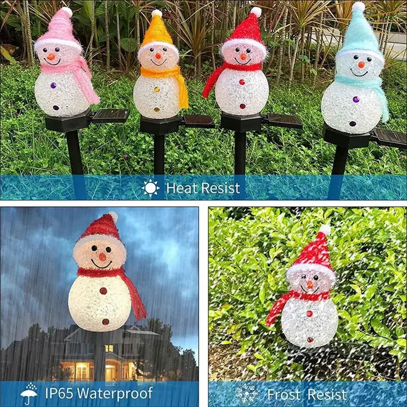 Bonhomme de neige lumineux solaire à planter