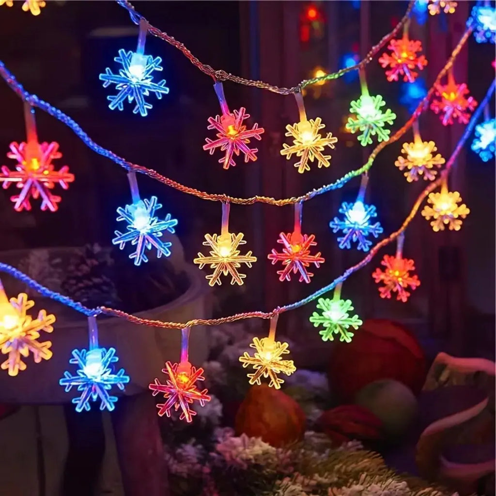 Guirlande flocons de neige LED à piles