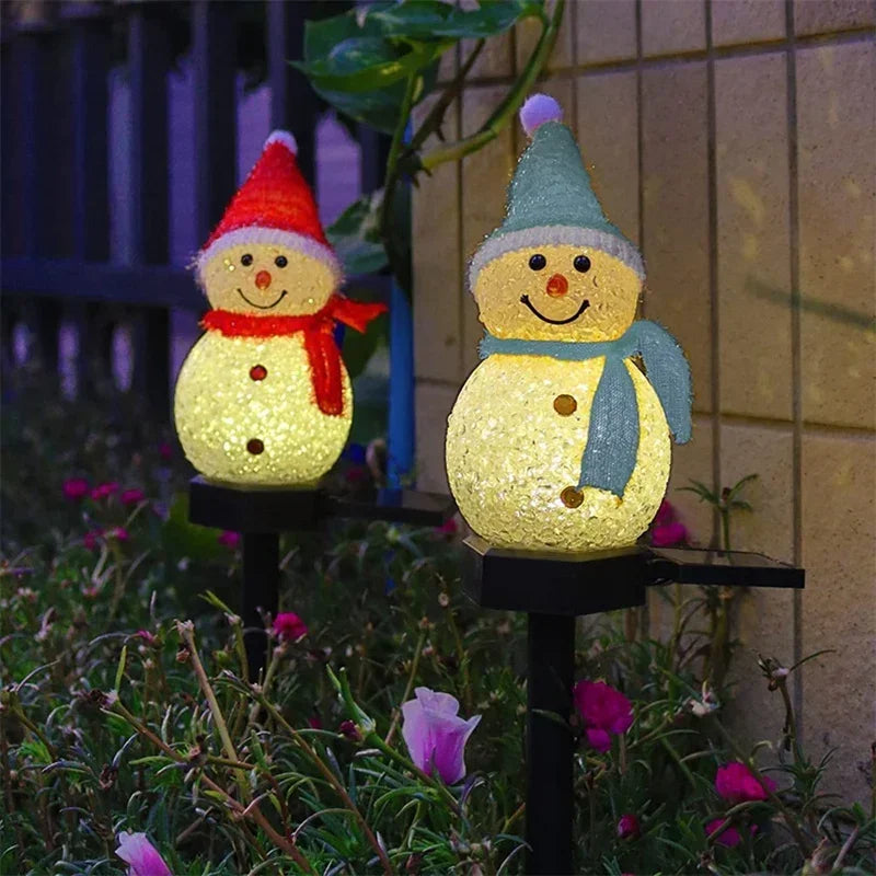 Bonhomme de neige lumineux solaire à planter