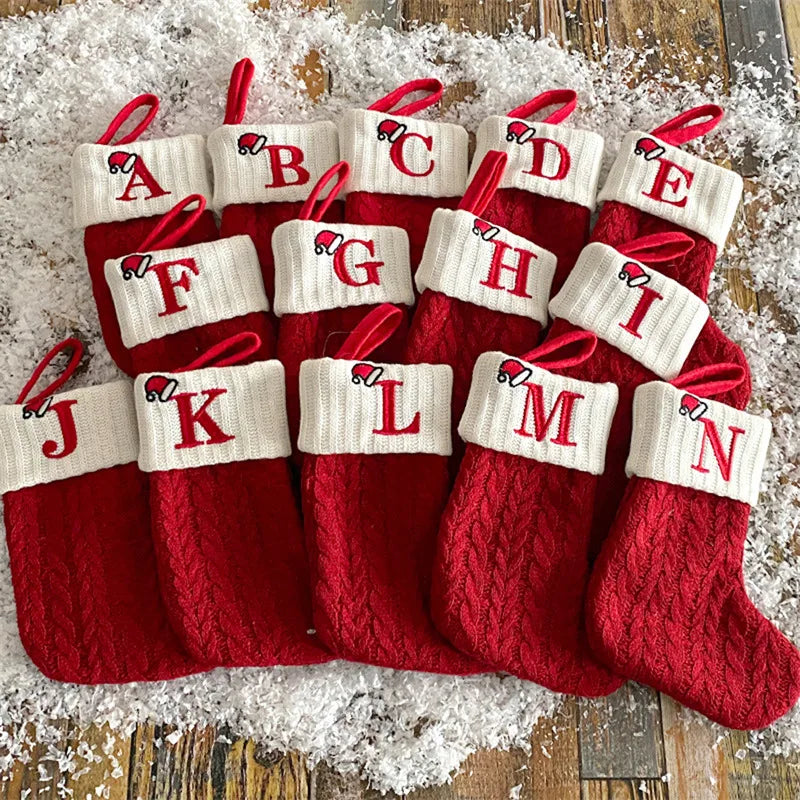 Chaussette de Noël en Tricot à Initiale
