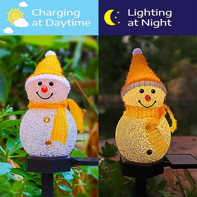 Bonhomme de neige lumineux solaire à planter