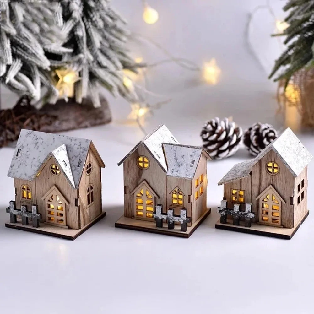 Maison de Noël lumineuse en bois LED
